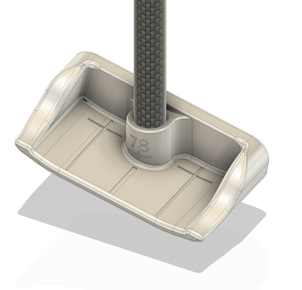 CAD render of the head showing the shaft collar bonded into the body